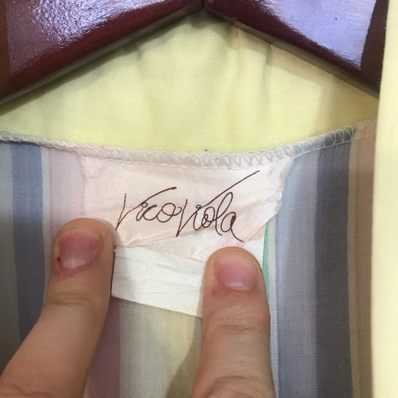 Vintage Vico Viola rainbow pastel striped cotton night shirt robe with tie - Picture 8 of 8